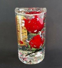 Vintage Souvenir Florida Paperweight Thermometer Roses Glitter Noveltex 1996 picture