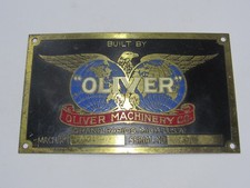Vintage Oliver Machinery Tool Manufacturer Brass Tag Grand Rapids BLAN Woodwork picture
