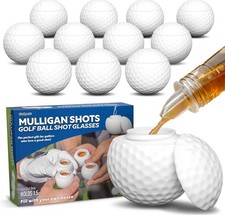 GoSports Mulligan Shots Golf Ball Shot Glasses with Lids - 12 Pack - Funny Golf  picture