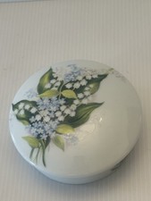 VTG ARTORIA LIMOGES FRANCE LIDDED 4” DIA TRINKET BOX LILY OD THE VALLEY DESIGN picture