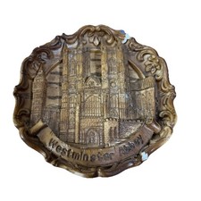 Vtg Westminster Abbey Resin Wood Look Small Plaque 4