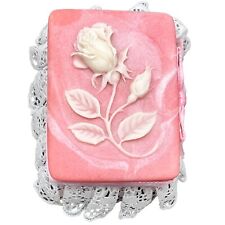 VTG Incolay Trinket Ring Box Pink Stone Embellished Feminine Grandma-Core Barbi picture