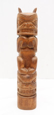 Vintage Beaver HAIDA TOTEM POLE Wooden Hand Carved Native 13.25