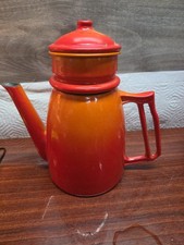 Vintage Descoware Enamel Coffee Pot Orange picture