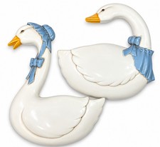 Vintage Homco Burwood Country Geese Goose Wall Pocket Planters Pair Set of Two picture