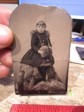 J26 Old Antique TINTYPE Picture Photo ZANESVILLE OHIO Cute Girl Winter Muff Hat picture