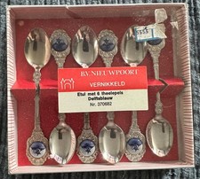 VTG Holland Souvenir Delft Windmill Spoon Set Lot Of (6) Nieuwpoort picture