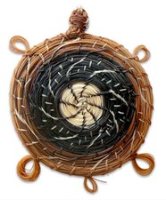 Vintage Tohono O'odham Woven Horsehair Basket Turtle Brooch Pin picture