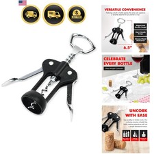 Select Metal Winged Corkscrew, 6.5 inch, Black and Chrome picture