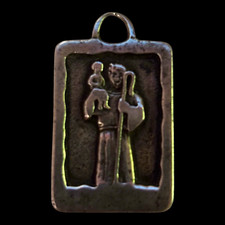 Gusterman Sterling St Christopher and Christ Child Pendant Charm MCM Brutalist picture