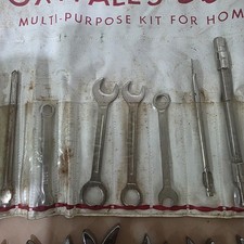 Vintage Oxwall's Deluxe Tool Kit USA Wrenches Sockets Screwdriver Bits Roll-Up picture