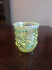 Mosser Vaseline Iridescent Eye Winker Toothpick Holder. picture