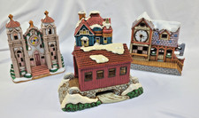 Vintage Lefton Colonial Village Lot: Church Bridge Blue House Train Station picture