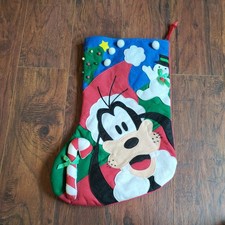 Vtg  Disney Store GOOFY Candy Cane Snowman Christmas Stocking Felt Appliqué 20