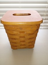 Vintage 1995 Gerald Henn Workshops Tissue Box Basket Wooden Lid Signed Square picture