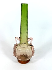 Stevens And Williams Cranberry Opalescent Glass Epergne Trumpet Vase Tree Bark picture