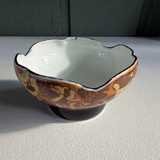 Vintage Koransha Tortoiseshell Marbled Ceramic Bowl Black Footed Arita Japan picture