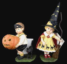 Bethany Lowe Little Halloween Trick or Treater  Boy & Girl Figurines~Set of 2 picture