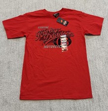 Harley Davidson Boise Racing Red Script Short Sleeve Tee Shirt Men’s Small - NEW picture