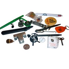 Vintage Estate Junk Drawer Lot Advertising Pens Pins Coors Key Novelty Coin picture