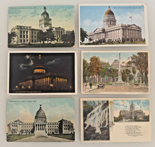 Lot of 6 Vintage State Capitol Postcards - 1911-1940s - UT, NE, MS, NC, GA  picture