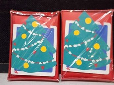 NEW 2 PACKS Hallmark Holiday  GREEN TREE Christmas 10 BLANK NOTE CARDS picture