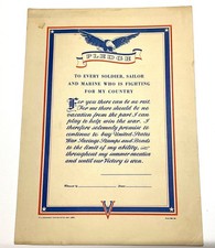 1942 WWII War Bonds School Pledge Poster Unused US Government GPO Home Front picture