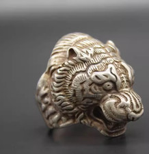 Rare Tibet Tibetan Old  silver luck the Chinese zodiac tiger Ring picture