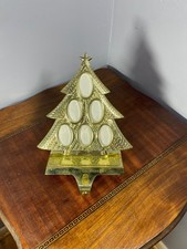 Vintage Dillard's Trimmings, Gold Tone Photo Frame Tree-Shaped Stocking Holder. picture