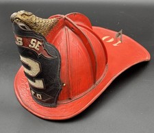 RARE Antique Cairns bros. Leather High Eagle Fire red color  Helmet PFD  ID’d  picture