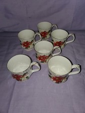 6 Royal Albert Poinsettia Bone China Christmas Coffee Mug (3.25 In.) - England picture