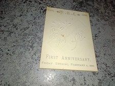 Antique 1885 Victorian Embossed Programme Card PSC First Anniversary Banjo picture