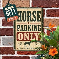 Equestrian Barn Parking Only Sign Vintage Country Farm Horse Stable Metal Plaque picture