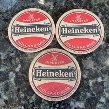 HEINEKEN IMPORTED 4.2 INCH ROUND  BEER COASTER RARE VINTAGE. PRINTED IN BELGIUM picture