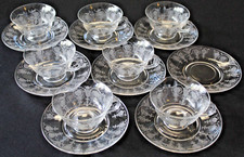 Fostoria Vernon Clear Set Of Seven Cups & Eight Saucers 1927-1933 picture