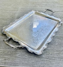 Vintage Silver Plated Double Handle International Charcuterie Fruit Waiter TRAY picture