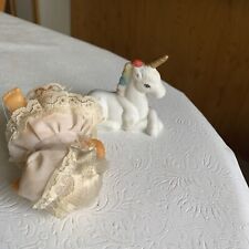 Unicorn Figurine  and Small Doll picture