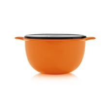 Tupperware Thatsa Mega Bowl 10L / 42 Cup Orange w/ Black Lid Double Handle NEW picture