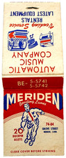 1950s Meriden Bowling Lanes Matchbook Duckpin Bowling Connecticut Jukebox picture