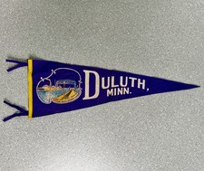 Vintage Duluth Minnesota Felt Pennant Great Lakes Ship Souvenir Purple Decor picture