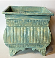 Vintage Style Metal Planter Custom Painted/Sealed 7.5” x 7.5” x 7.5” picture