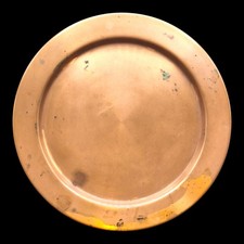 Vintage Solid Copper Plate 9 Inch Round Natural Patina Decorative Tray picture