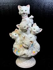 Vintage kittens in a flower basket made in Italy Porcelain 14