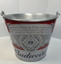Budweiser Metal Beer Ice Bucket Pail Double-Sided picture