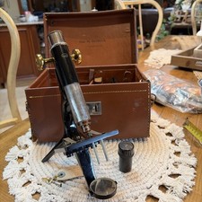 1930's W. Watson & Sons Ltd Microscope Leather carry case & Key Set Instrument picture