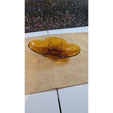 EE-1500. VINTAGE OVAL AMBER GLASS RELISH DISH picture