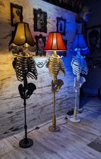 Life-Size Gothic Skeleton Floor Lamp | Anatomical Bone Décor with Vintage Shade picture