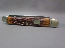 VINTAGE CAMILLUS N.Y. U.S.A. 2 BLADE BONE HANDLE POCKET KNIFE - MUSKRAT - NO. 20 picture