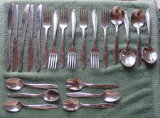 Vintage Mar-Crest Citation Atomic Starburst MCM Retro Stainless 22 Pc. Flatware picture