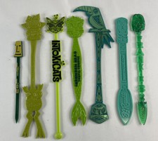 7 TIKI Swizzle Stick Intoxicats B Rex Shrunken Head Lei Low BG Reynolds Frankies picture